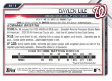 Load image into Gallery viewer, 2021 Bowman Draft Daylen Lile FBC 1st Bowman BD-18 Washington Nationals