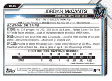 Load image into Gallery viewer, 2021 Bowman Draft Jordan McCants FBC 1st Bowman BD-26 Miami Marlins