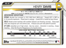 Load image into Gallery viewer, 2021 Bowman Draft Henry Davis FBC 1st Bowman BD-48 Pittsburgh Pirates