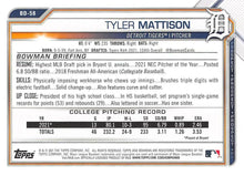 تحميل الصورة إلى عارض المعرض، 2021 Bowman Draft Tyler Mattison FBC 1st Bowman BD-58 Detroit Tigers