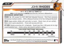تحميل الصورة إلى عارض المعرض، 2021 Bowman Draft John Rhodes FBC 1st Bowman BD-80 Baltimore Orioles