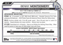 Load image into Gallery viewer, 2021 Bowman Draft Benny Montgomery FBC 1st Bowman BD-84 Colorado Rockies