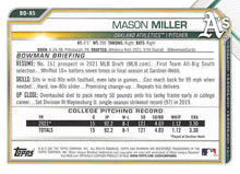 تحميل الصورة إلى عارض المعرض، 2021 Bowman Draft Mason Miller FBC 1st Bowman BD-85 Oakland Athletics