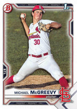 Load image into Gallery viewer, 2021 Bowman Draft Michael McGreevy FBC 1st Bowman BD-91 St. Louis Cardinals