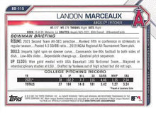 Load image into Gallery viewer, 2021 Bowman Draft Landon Marceaux FBC 1st Bowman BD-115 Los Angeles Angels