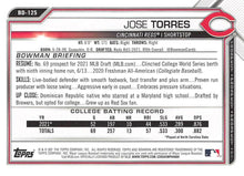 تحميل الصورة إلى عارض المعرض، 2021 Bowman Draft Jose Torres FBC 1st Bowman BD-125 Cincinnati Reds