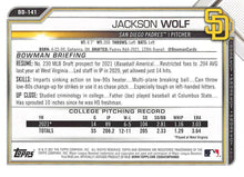 Load image into Gallery viewer, 2021 Bowman Draft Jackson Wolf FBC 1st Bowman BD-141 San Diego Padres
