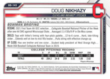 Load image into Gallery viewer, 2021 Bowman Draft Doug Nikhazy FBC 1st Bowman BD-143 Cleveland Indians