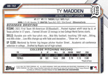 将图片加载到图库查看器,2021 Bowman Draft Ty Madden FBC 1st Bowman BD-152 Detroit Tigers