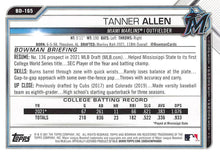 将图片加载到图库查看器,2021 Bowman Draft Tanner Allen FBC 1st Bowman BD-165 Miami Marlins