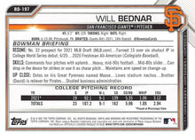 Load image into Gallery viewer, 2021 Bowman Draft Will Bednar FBC 1st Bowman BD-197 San Francisco Giants