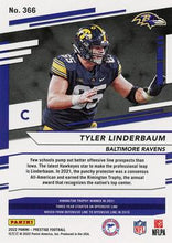 Load image into Gallery viewer, 2022 Panini Prestige Rookies Tyler Linderbaum RC #366 Baltimore Ravens