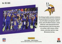 将图片加载到图库查看器,2022 Panini Score Huddle Up Purple Minnesota Vikings HU-MIN Minnesota Vikings