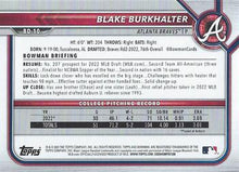 Load image into Gallery viewer, 2022 Bowman Draft Blake Burkhalter FBC 1st Bowman BD-10 Atlanta Braves