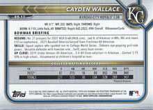 将图片加载到图库查看器,2022 Bowman Draft Cayden Wallace FBC 1st Bowman BD-12 Kansas City Royals