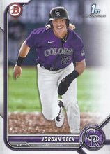 تحميل الصورة إلى عارض المعرض، 2022 Bowman Draft Jordan Beck FBC 1st Bowman BD-34 Colorado Rockies