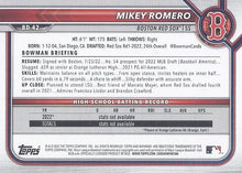 Load image into Gallery viewer, 2022 Bowman Draft Mikey Romero FBC 1st Bowman BD-42 Boston Red Sox