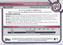Load image into Gallery viewer, 2022 Bowman Draft Cristhian Vaquero BD-64 Washington Nationals
