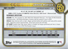 تحميل الصورة إلى عارض المعرض، 2022 Bowman Draft Jakob Marsee FBC 1st Bowman BD-73 San Diego Padres