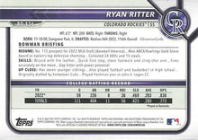 تحميل الصورة إلى عارض المعرض، 2022 Bowman Draft Ryan Ritter FBC 1st Bowman BD-136 Colorado Rockies