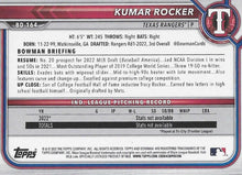 Load image into Gallery viewer, 2022 Bowman Draft Kumar Rocker FBC 1st Bowman BD-164 Texas Rangers