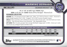 Load image into Gallery viewer, 2022 Bowman Draft Warming Bernabel BD-179 Colorado Rockies