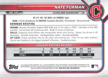 Load image into Gallery viewer, 2022 Bowman Draft Nate Furman FBC 1st Bowman BD-182 Cleveland Guardians