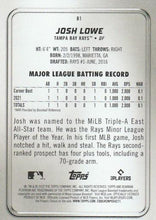 Load image into Gallery viewer, 2022 Bowman Platinum Base Josh Lowe RC #81 Tampa Bay Rays