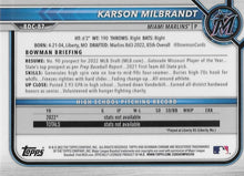 تحميل الصورة إلى عارض المعرض، 2022 Bowman Chrome Refractor Karson Milbrandt BDC-87 Miami Marlins