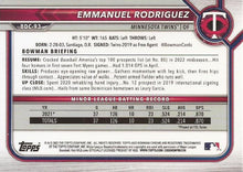 Load image into Gallery viewer, 2022 Bowman Chrome Refractor Emmanuel Rodriguez BDC-93 Minnesota Twins