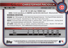 Load image into Gallery viewer, 2022 Bowman Chrome Refractor Christopher Paciolla BDC-185 Chicago Cubs