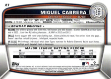 Load image into Gallery viewer, 2023 Bowman Miguel Cabrera #27 Detroit Tigers