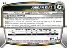 Load image into Gallery viewer, 2023 Bowman Jordan Diaz RC #61 Oakland Athletics