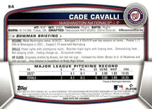 Load image into Gallery viewer, 2023 Bowman Cade Cavalli RC #94 Washington Nationals
