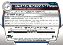 Load image into Gallery viewer, 2023 Bowman Prospects 1st Bowman Mairoshendrick Martinus FBC BP-55 Los Angeles Dodgers