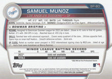 Load image into Gallery viewer, 2023 Bowman Prospects Samuel Munoz BP-80 Los Angeles Dodgers