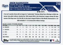 تحميل الصورة إلى عارض المعرض، 2023 Topps Chrome Drew Rasmussen #210 Tampa Bay Rays