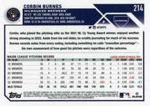 تحميل الصورة إلى عارض المعرض، 2023 Topps Chrome Corbin Burnes #214 Milwaukee Brewers