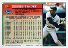 Load image into Gallery viewer, 1994 Topps Willie McGee # 574 San Francisco Giants