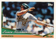 将图片加载到图库查看器,1994 Topps Lance Blankenship # 17 Oakland Athletics