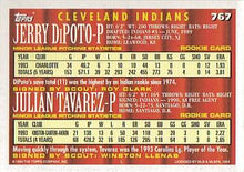 Load image into Gallery viewer, 1994 Topps Jerry DiPoto / Julian Tavarez CA, RC # 767 Cleveland Indians