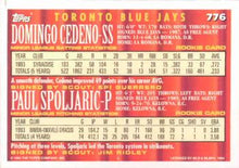 Load image into Gallery viewer, 1994 Topps Domingo Cedeno / Paul Spoljaric CA, RC # 776 Toronto Blue Jays