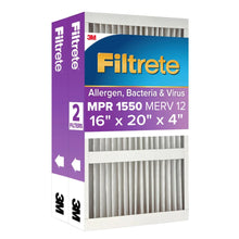 Load image into Gallery viewer, Filtrete HVAC Furnace Air Filter, MPR 1550 MERV 12, Ultra Allergen Reduction, 2 Pack

