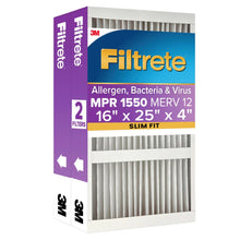 Load image into Gallery viewer, Filtrete HVAC Furnace Air Filter, MPR 1550 MERV 12, Ultra Allergen Reduction, 2 Pack
