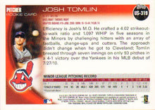 Load image into Gallery viewer, 2010 Topps Update Josh Tomlin RC US-319 Cleveland Indians
