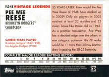 Load image into Gallery viewer, 2010 Topps Vintage Legends #VLC-44 Pee Wee Reese Brooklyn Dodgers, Los Angeles Dodgers
