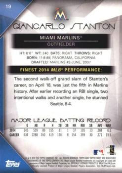 2015 TOPPS Finest Green Refractor /99 Giancarlo Stanton #19 Miami Marlins