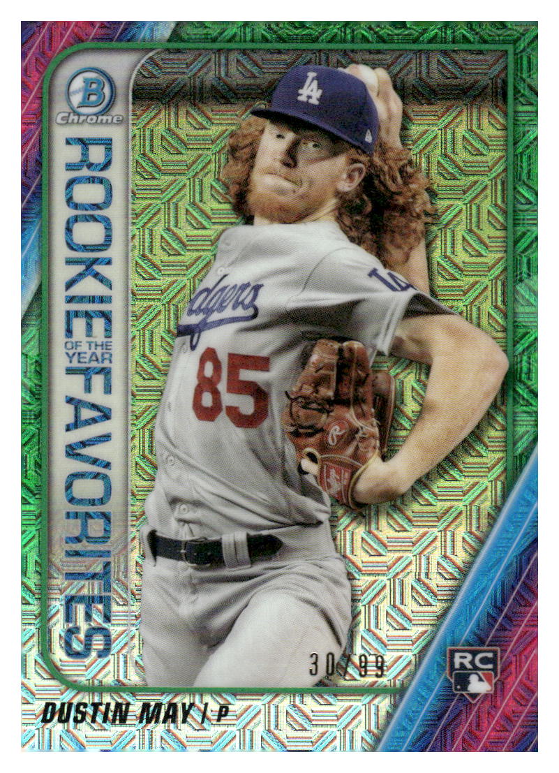 2020 Bowman Mega Box Green Mojo Refractor /99 Dustin May #ROYF-DM Rookie RC