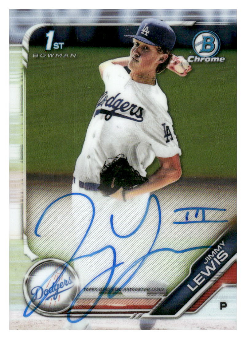 2019 Bowman Draft #CDA-JL Jimmy Lewis Chrome Draft Pick Autographs