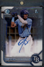 Load image into Gallery viewer, 2022 Bowman Chrome #CPA-WVZ Willy Vasquez Prospect Autographs Refractor #/499
